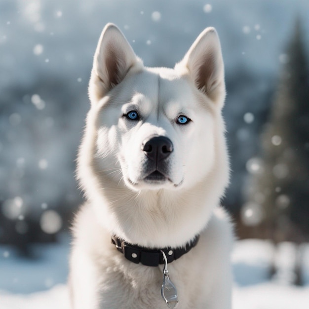 Het volledige lichaam van een hyperrealistische Siberische husky-hond met witte achtergrond