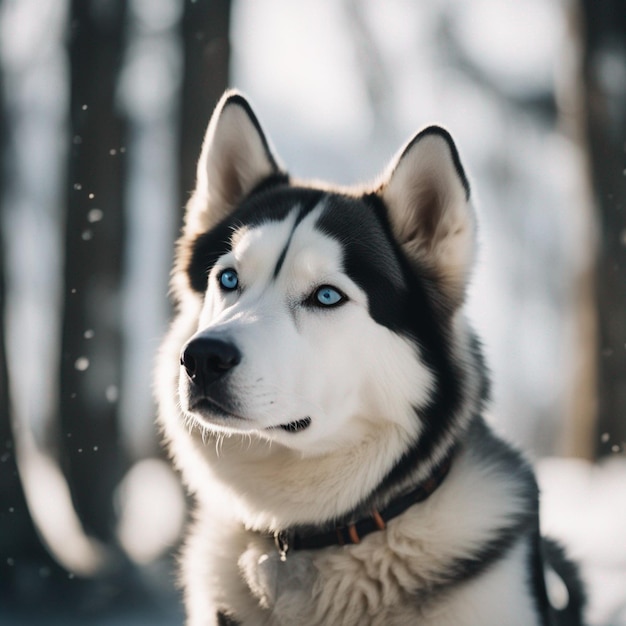 Foto het volledige lichaam van een hyperrealistische siberische husky-hond met witte achtergrond