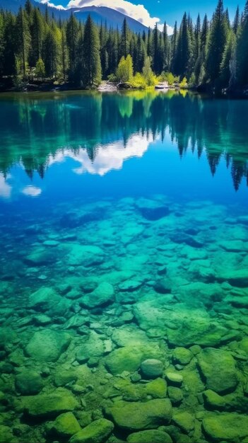 Foto het water is zo helder dat het een heldere blauwe kleur heeft.