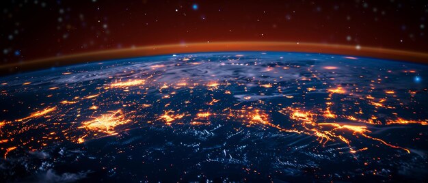 Het wereldwijde internetnetwerk en telecommunicatie op aarde en internet of things NASA-componenten worden in deze afbeelding gebruikt