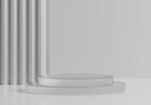 Het witte abstracte podium van de kristalproductvertoning met 3d kristalgroep geeft terug Premium Achtergrond