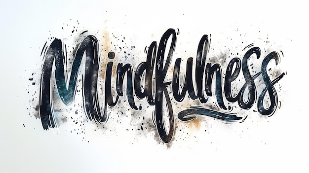 Foto het woord mindfulness gecreëerd in brush calligraphy
