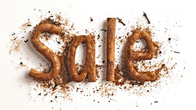 Foto het woord sale gecreëerd in cinnamon typography