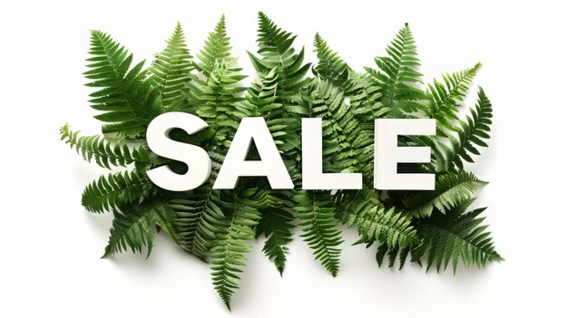 Het woord Sale gecreëerd in Fern Leaf Letters