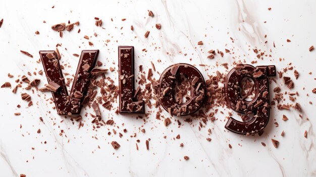 Het woord Vlog gecreëerd in Chocolate Typography