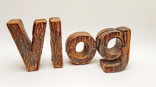 Foto het woord vlog gecreëerd in nutmeg typography