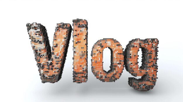 Foto het woord vlog gecreëerd in pixel typography