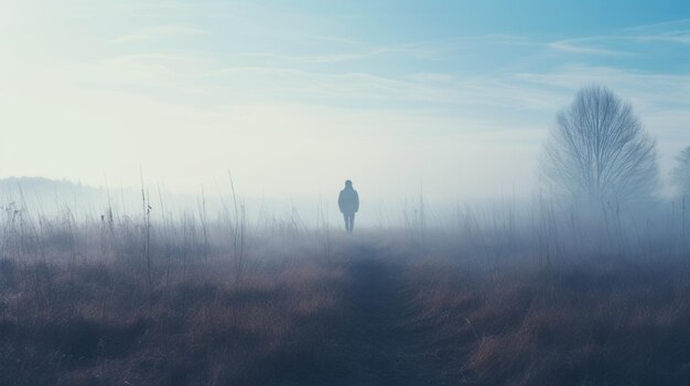 Foto het zwervende oog een psychologische terreur in verlaten landschappen