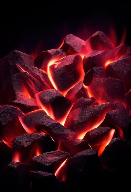 Hete brandende kolen AI renderen