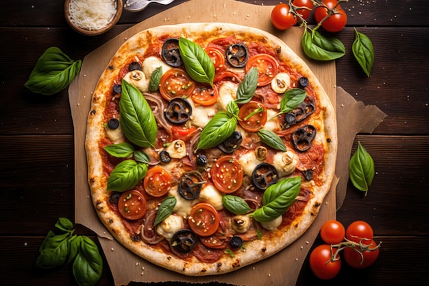 Hete Italiaanse Pizza Illustratie Generatieve AI