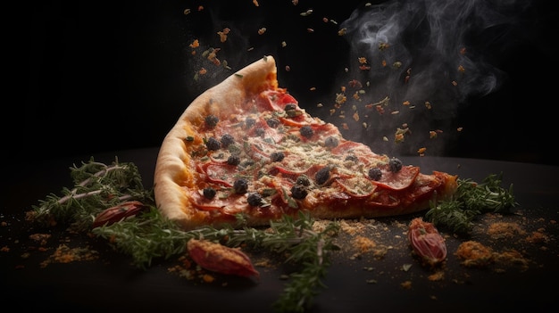 Hete pizza achtergrond Illustratie AI Generatief