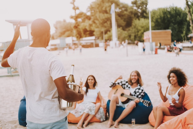 Hete zomervakantie Beach Party Icy Champagne.