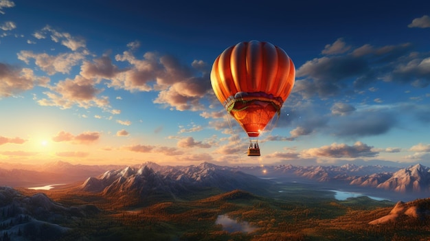 Heteluchtballon op zonne-energie zweeft door de lucht Gemaakt met generatieve AI-technologie