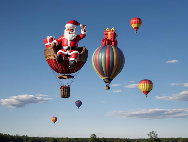 Heteluchtballon van de Kerstman