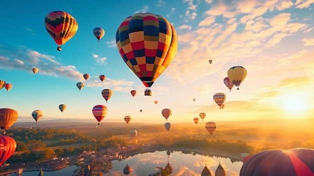 heteluchtballonnen in de lucht