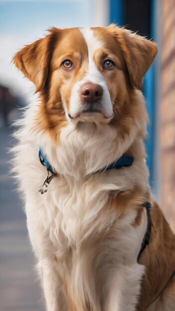 Heterochromie gemengd ras hond op witte achtergrond blauwe en bruine ogen dakloos gelukkig huisdier