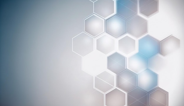 Hexagon blue abstract background with hexagonal geometric elements