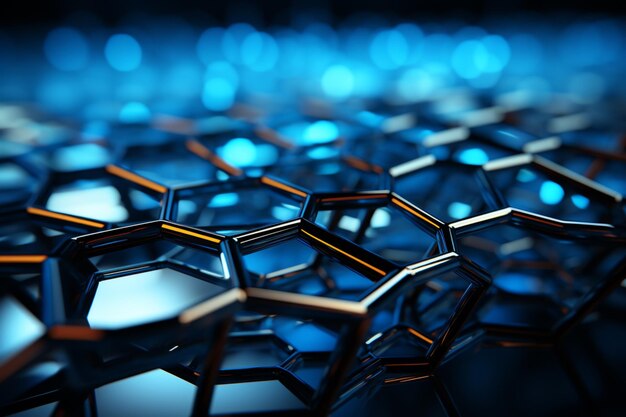 Photo hexagon blue and black background