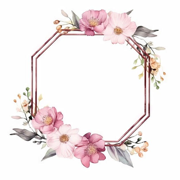 Photo hexagon floral frame for cards