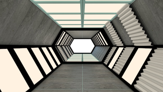 Hexagon futuristic tunnel and gate