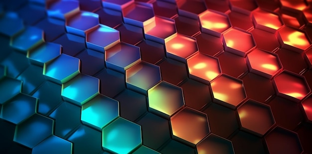 Hexagon geometric pattern background with luminous effect