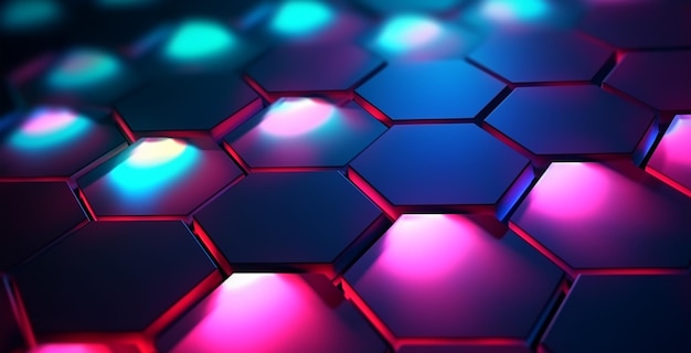 Hexagon geometrische patroonachtergrond met lichtgevend effect