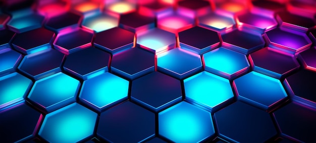 Hexagon geometrische patroonachtergrond met lichtgevend effect