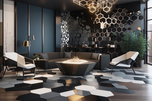 Hexagon Horizons MetalicaInspired Designs от тонких узоров до смелых шедевров AIGenerated