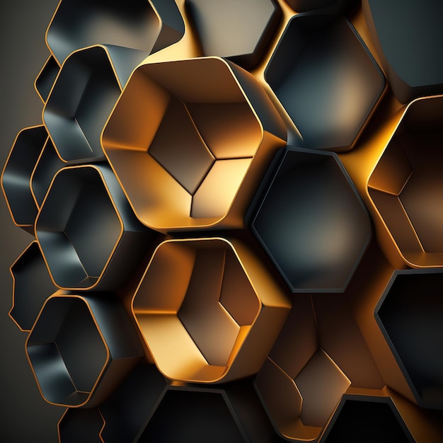 hexagon pattern blending fading high tech background Generative AI