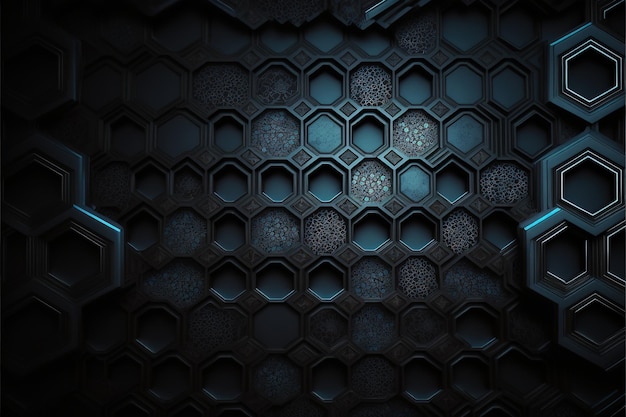 hexagon pattern blending fading high tech background Generative AI