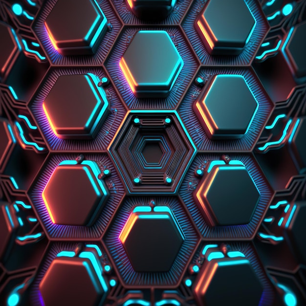 hexagon pattern blending fading high tech background Generative AI