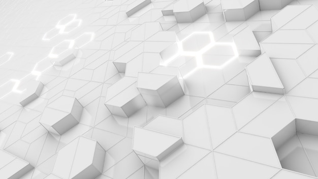 Hexagon pattern on white backgroundHexagonal molecule structurescience and technology concept