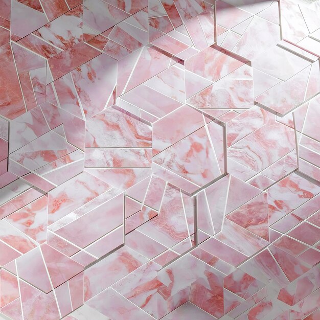 Photo hexagon pink marble tiles patterned background