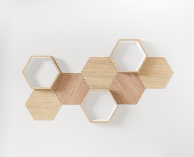 Photo hexagon shelf books