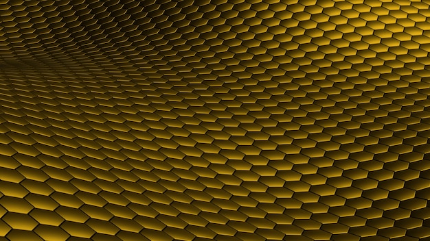 Hexagon wave abstract gold background