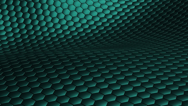 Hexagon wave abstract green background