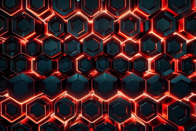 Photo hexagon with red glowing light wallpaper background