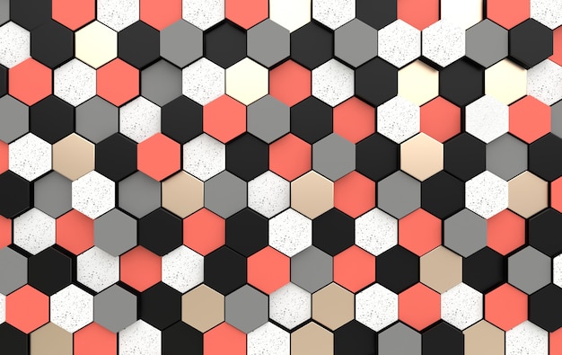 Hexagonal abstract background depth of field effect Modern honeycomb 3d panel with hexagon