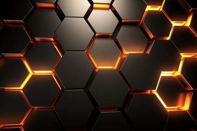 Hexagonal abstract metal background with light