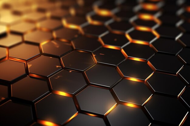 Hexagonal abstract metal background with light