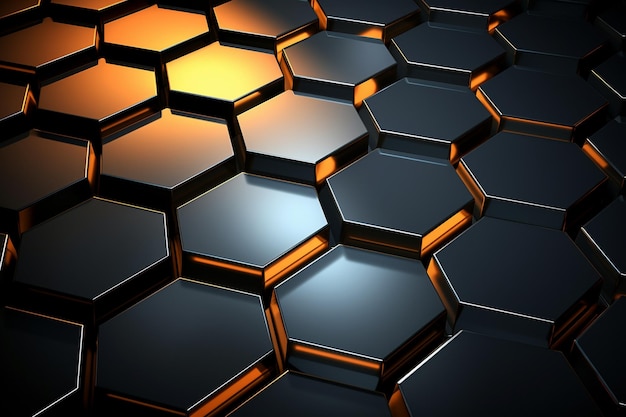 Hexagonal abstract metal background with light