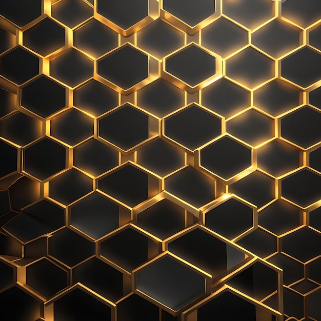 Hexagonal abstract metal background with light