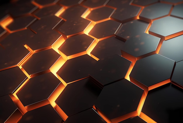 Hexagonal abstract metal Background with light