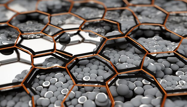 Photo hexagonal canvas welcomes falling metal atoms