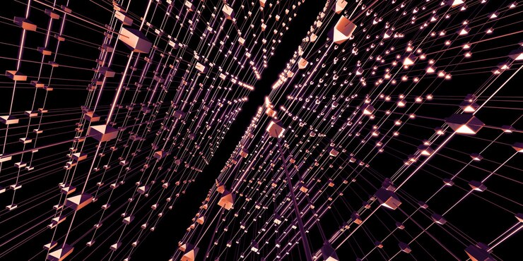 Photo hexagonal grid atomic structure cyberpunk style neon light 3d illustration