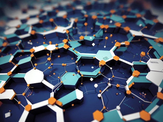 Hexagonal Network of Connecting Dots Abstract Geometric Design