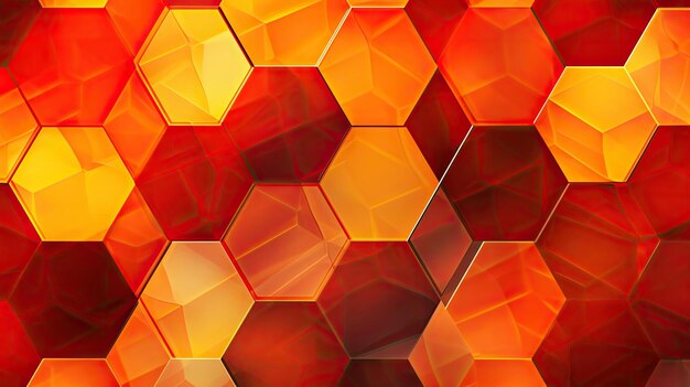 A hexagonal pattern with shades of orange and red