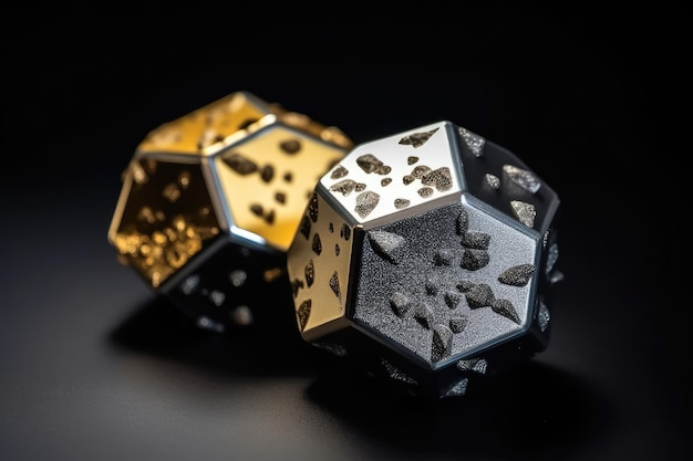 Hexagonal Prism in Glittering Gold and Silver
