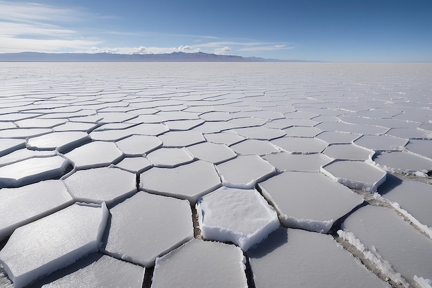 Photo hexagonal shapes on the uyuni salt flat bolivia