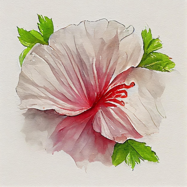 Hibiscus Beautiful Flower Watercolor Colorful Illustration